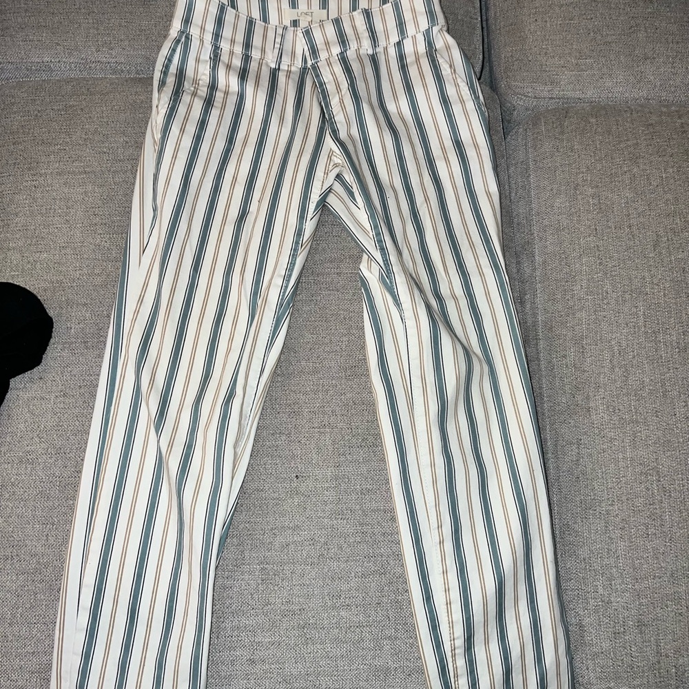 Striped Pants with Blue and Tan Accents